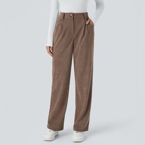 Halara High Waisted Button Zipper Side Pocket Corduroy Casual Pants Size XLP NWT